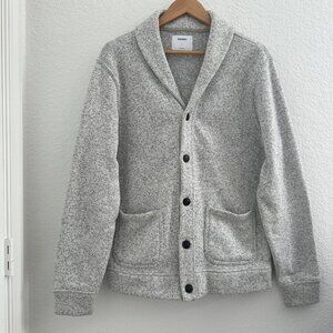 Old Navy Shawl Cardigan Sweater Mens L Gray Button Front Pockets Grandpacore